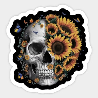 Floral Skull: Beauty and Darkness in Harmony Sticker